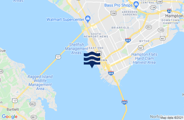 Mappa delle Getijden in 0.15nm WSW of Pier No.2, United States