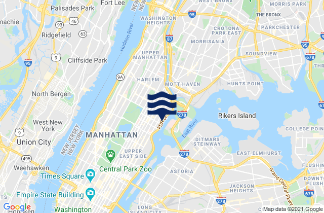 Mappa delle Getijden in 120th Street, United States