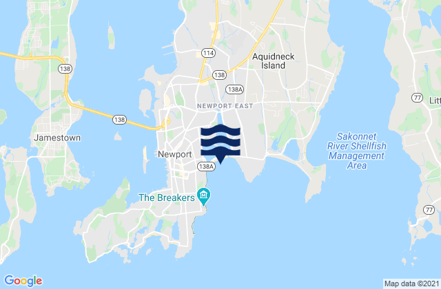 Mappa delle Getijden in 1st Beach (Eastons Beach), United States