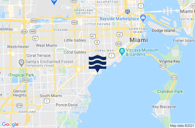 Mappa delle Getijden in 21st Street (Miami), United States