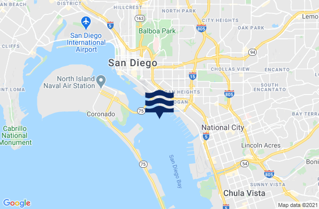 Mappa delle Getijden in 28th St. Pier (San Diego) 0.35 nmi. SW, United States