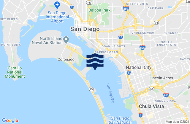Mappa delle Getijden in 28th St. Pier (San Diego) 0.92 nmi. SW, United States