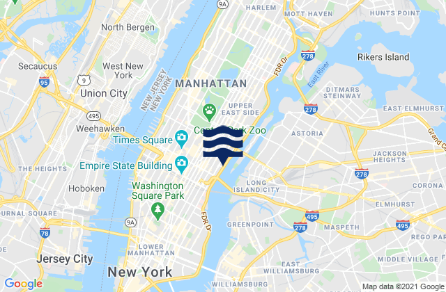 Mappa delle Getijden in 7th Avenue, United States
