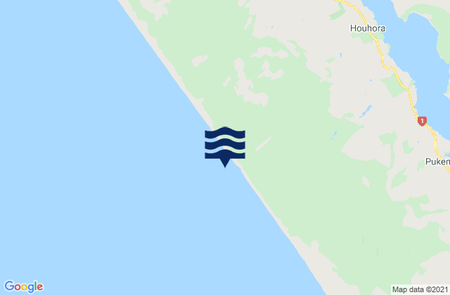 Mappa delle Getijden in 90 Mile Beach, New Zealand