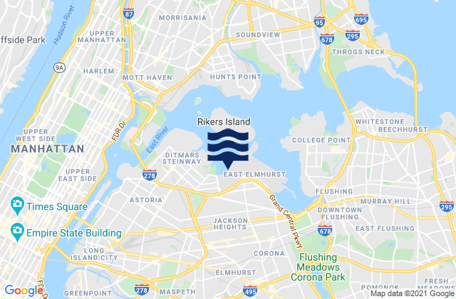 Mappa delle Getijden in 92nd Street, United States