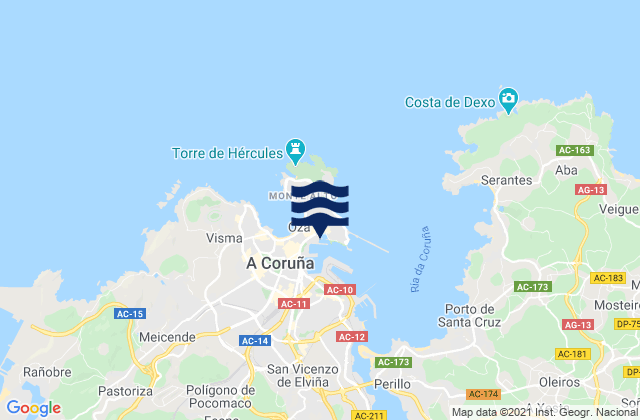 Mappa delle Getijden in A Coruña, Spain