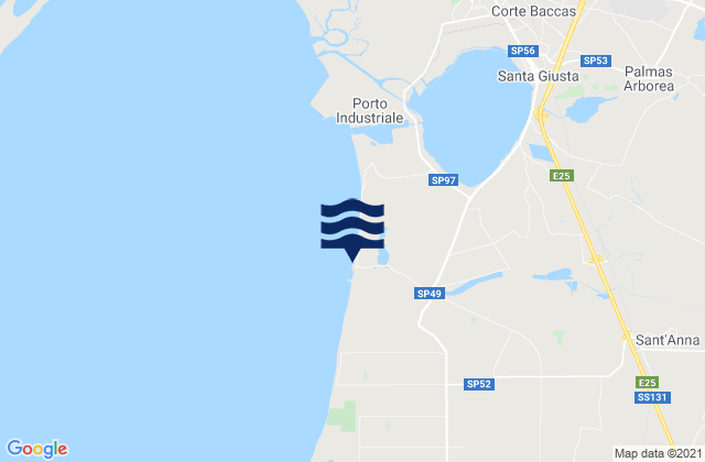 Mappa delle Getijden in Abarossa Dog Beach, Italy