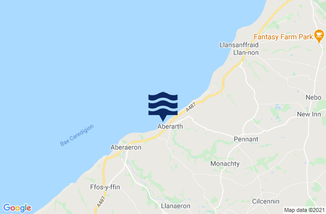 Mappa delle Getijden in Aberarth Beach, United Kingdom