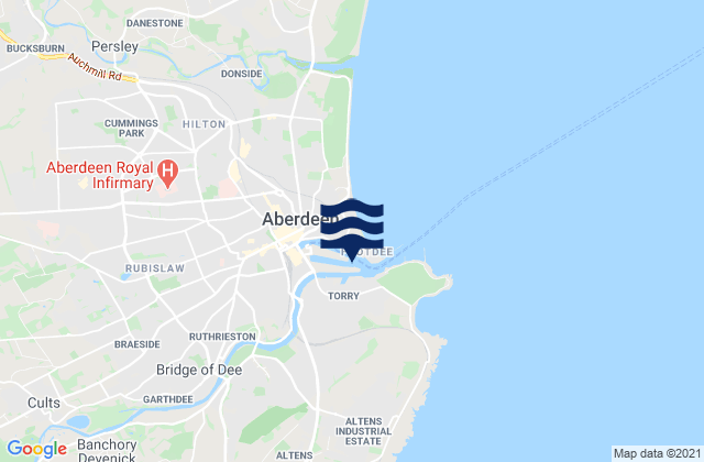 Mappa delle Getijden in Aberdeen, United Kingdom