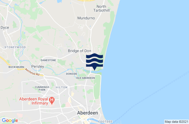 Mappa delle Getijden in Aberdeen City, United Kingdom