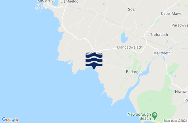 Mappa delle Getijden in Aberffraw Bay (Traeth Mawr) Beach, United Kingdom
