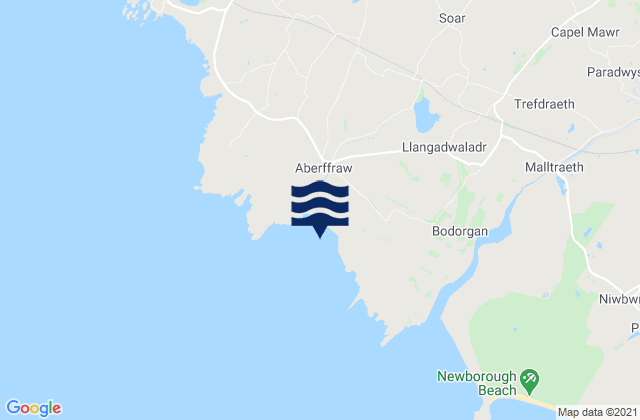 Mappa delle Getijden in Aberffraw Bay, United Kingdom