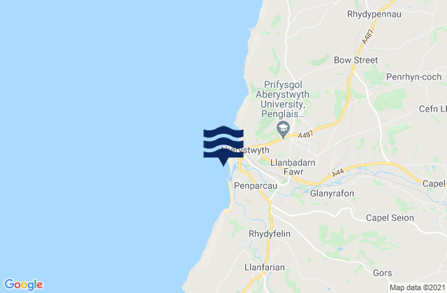 Mappa delle Getijden in Aberystwyth - South Beach, United Kingdom