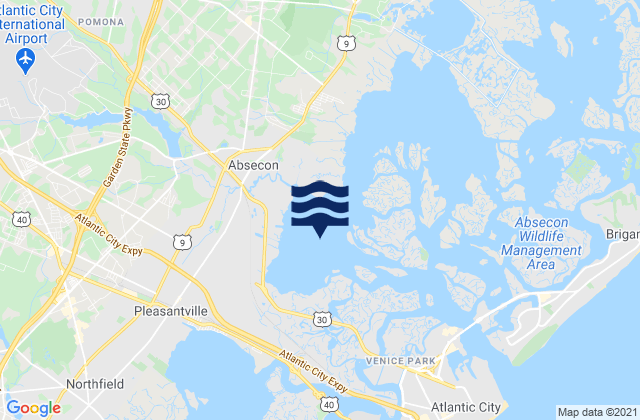 Mappa delle Getijden in Absecon Bay, United States