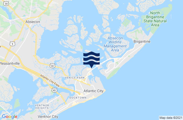 Mappa delle Getijden in Absecon Channel, United States