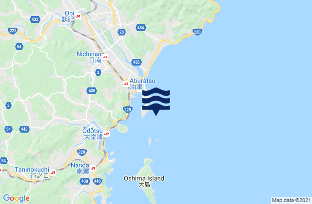 Mappa delle Getijden in Aburatsu, Japan