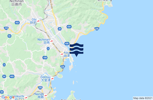 Mappa delle Getijden in Aburatu, Japan