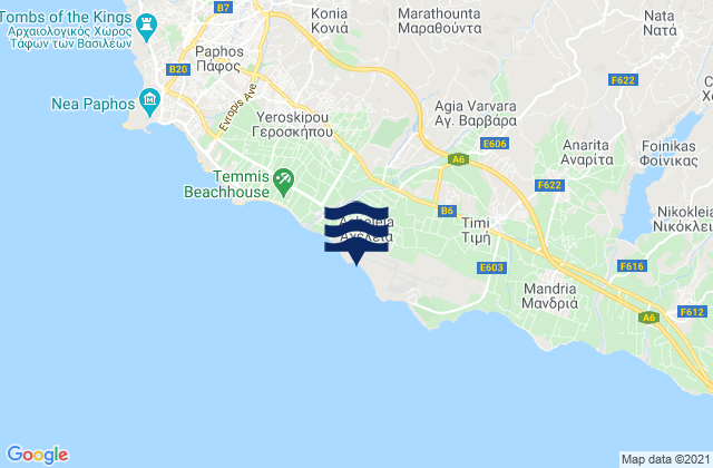 Mappa delle Getijden in Achéleia, Cyprus