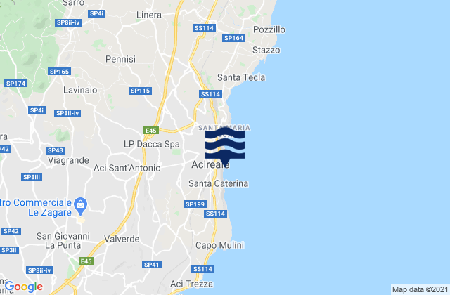 Mappa delle Getijden in Aci Catena, Italy