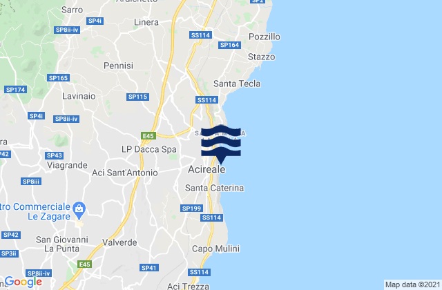 Mappa delle Getijden in Acireale, Italy