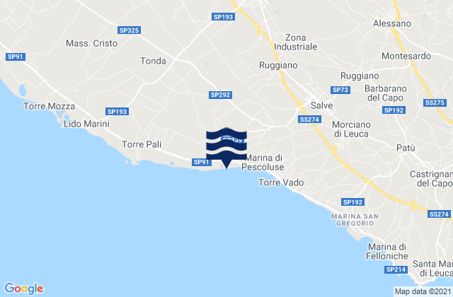 Mappa delle Getijden in Acquarica del Capo, Italy