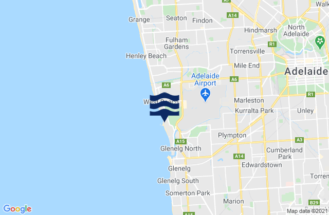 Mappa delle Getijden in Adelaide, Australia