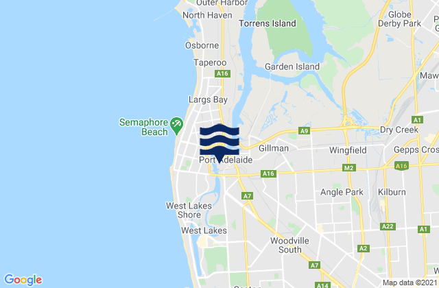 Mappa delle Getijden in Adelaide Inner Harbour, Australia