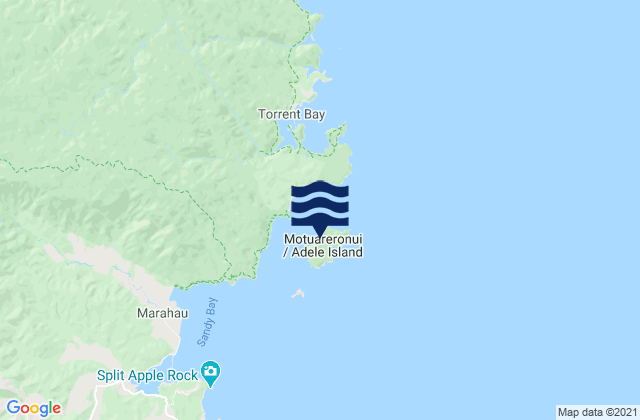 Mappa delle Getijden in Adele Island Abel Tasman, New Zealand