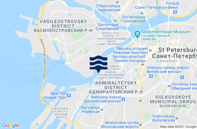 Mappa delle Getijden in Admiralteisky, Russia