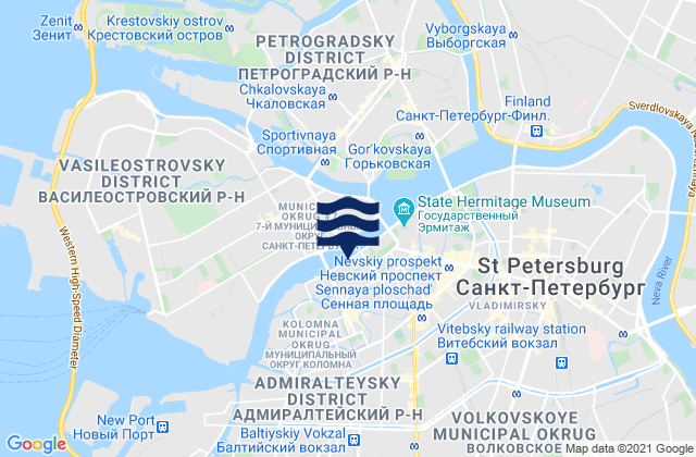 Mappa delle Getijden in Admiralteysky Rayon, Russia