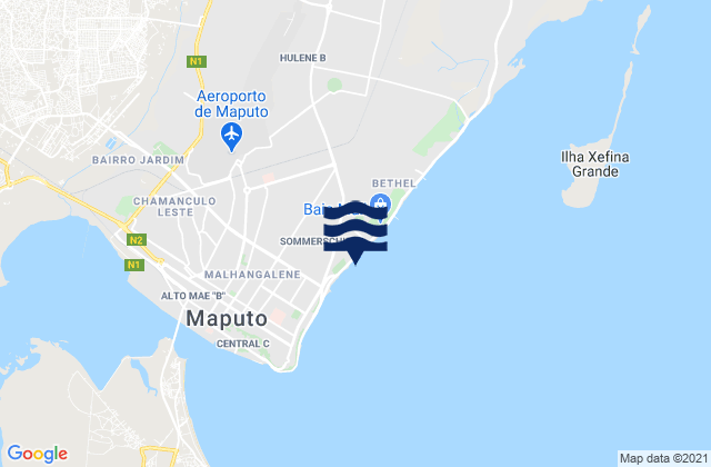 Mappa delle Getijden in Aeroporto, Mozambique