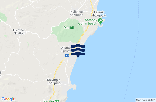 Mappa delle Getijden in Afántou, Greece