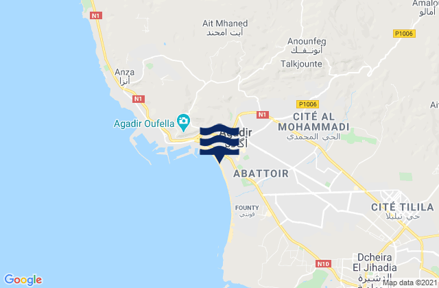 Mappa delle Getijden in Agadir, Morocco