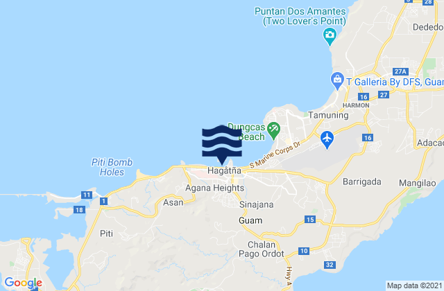Mappa delle Getijden in Agana Heights Municipality, Guam