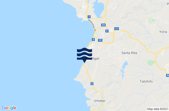 Mappa delle Getijden in Agat Municipality, Guam