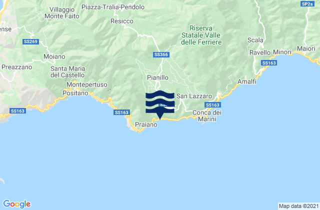 Mappa delle Getijden in Agerola, Italy