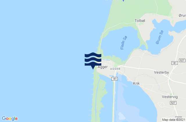 Mappa delle Getijden in Agger Strand, Denmark