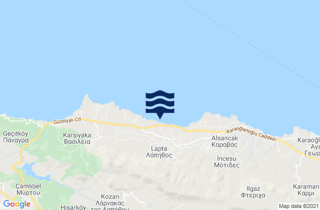 Mappa delle Getijden in Agridáki, Cyprus