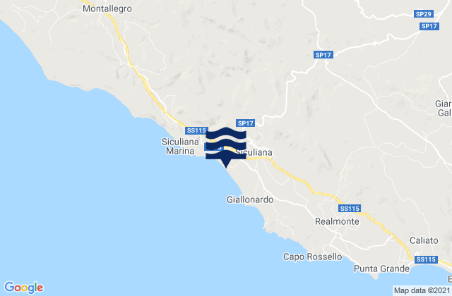 Mappa delle Getijden in Agrigento, Italy