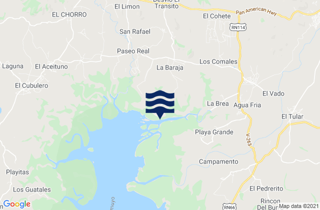 Mappa delle Getijden in Agua Fría, Honduras