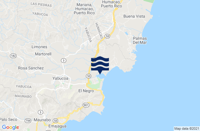 Mappa delle Getijden in Aguacate Barrio, Puerto Rico