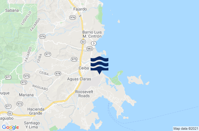 Mappa delle Getijden in Aguas Claras, Puerto Rico