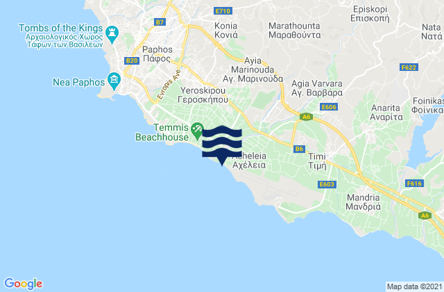 Mappa delle Getijden in Agía Marinoúda, Cyprus