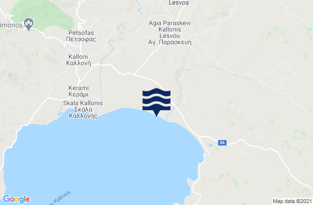 Mappa delle Getijden in Agía Paraskeví, Greece