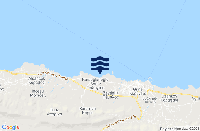 Mappa delle Getijden in Agírda, Cyprus
