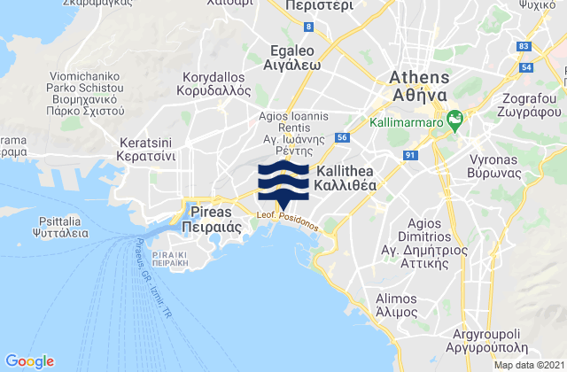 Mappa delle Getijden in Aigáleo, Greece