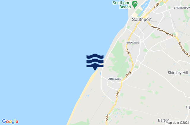 Mappa delle Getijden in Ainsdale Beach, United Kingdom