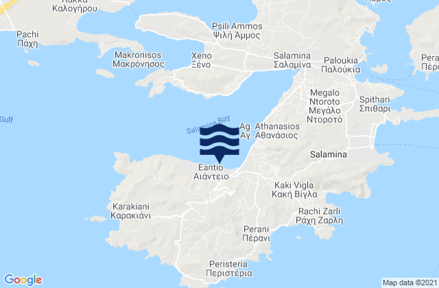 Mappa delle Getijden in Aiánteio, Greece