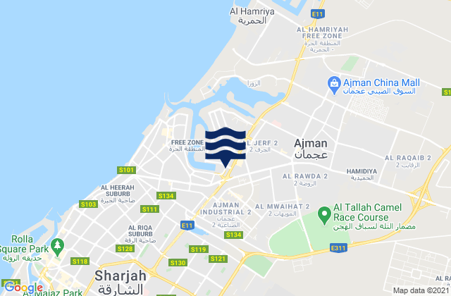 Mappa delle Getijden in Ajman City, United Arab Emirates