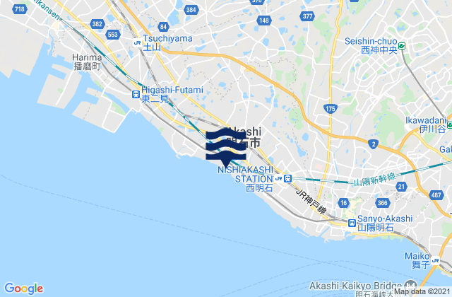 Mappa delle Getijden in Akashi Shi, Japan